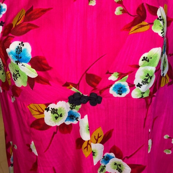 Vintage Womens Dress Size Large Pink Floral A Line Pleated Casual USA - Picture 6 of 7